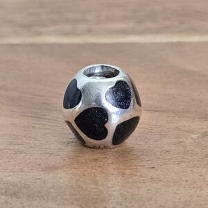 Pandora Sterling Silver and Black Heart Bead